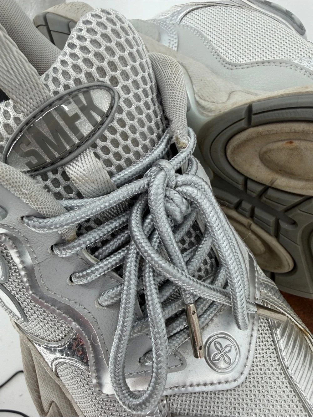 SMFK WAVE Retro Silver Metallic Sneakers EU 39 Y2K Cyber Chunky Futuristic